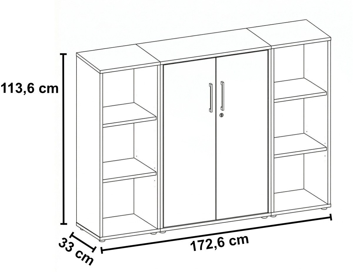moebel-dich-auf Aktenschrank TABOR 2 (Büroschrank Aktenregal ideal für DIN A4 Ordner, abschließbar Metallgriffe) Made in Germany Bild 4