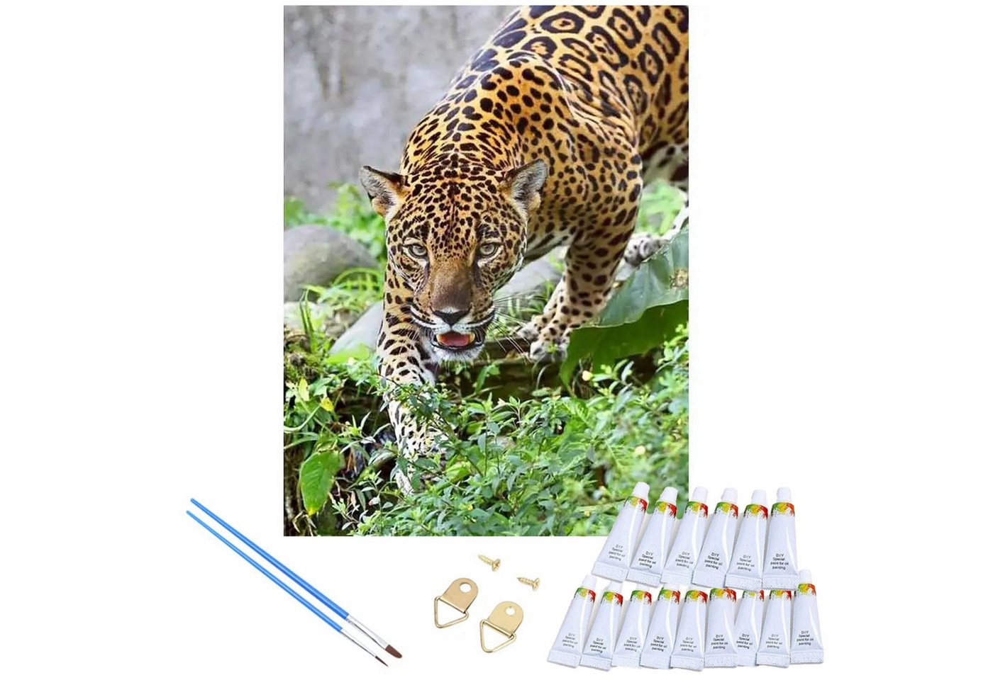 Realb2b Malen nach Zahlen XL Jaguar Malset – Kreatives Malen nach Zahlen mit Rahmen 40x50cm (Komplettes Malset: Kreatives Malen nach Zahlen mit Rahmen und Farben, Malen nach Zahlen Set: Leinwand 40x50cm, Acrylfarben, Pinsel, Rahmen), Jaguar Malset: Hochwertige Leinwand 40x50cm mit Acrylfarben & Rahmen Bild 4