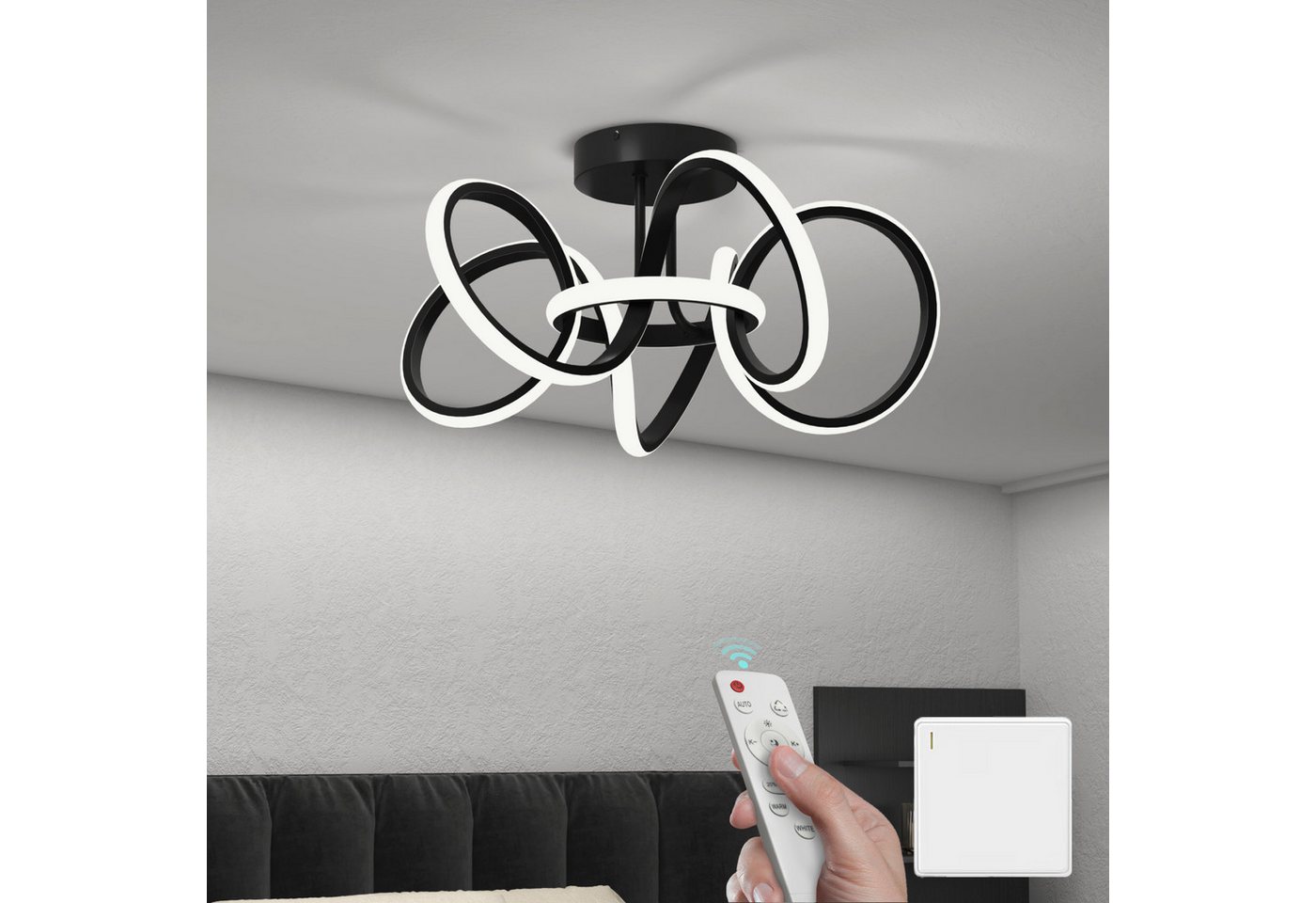 Mai & Mai LED Deckenleuchte Deckenlampe mit Fernbedienung Stufenlos dimmbar 3000-6400K Alivetta