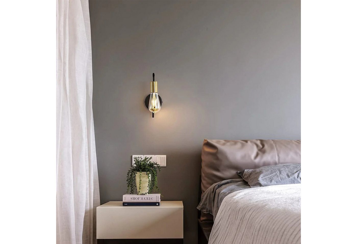 Riserva LED Deckenleuchte Industriell-vintage U-förmige Wandlampe Schwarz-Gold 2er-Set E27