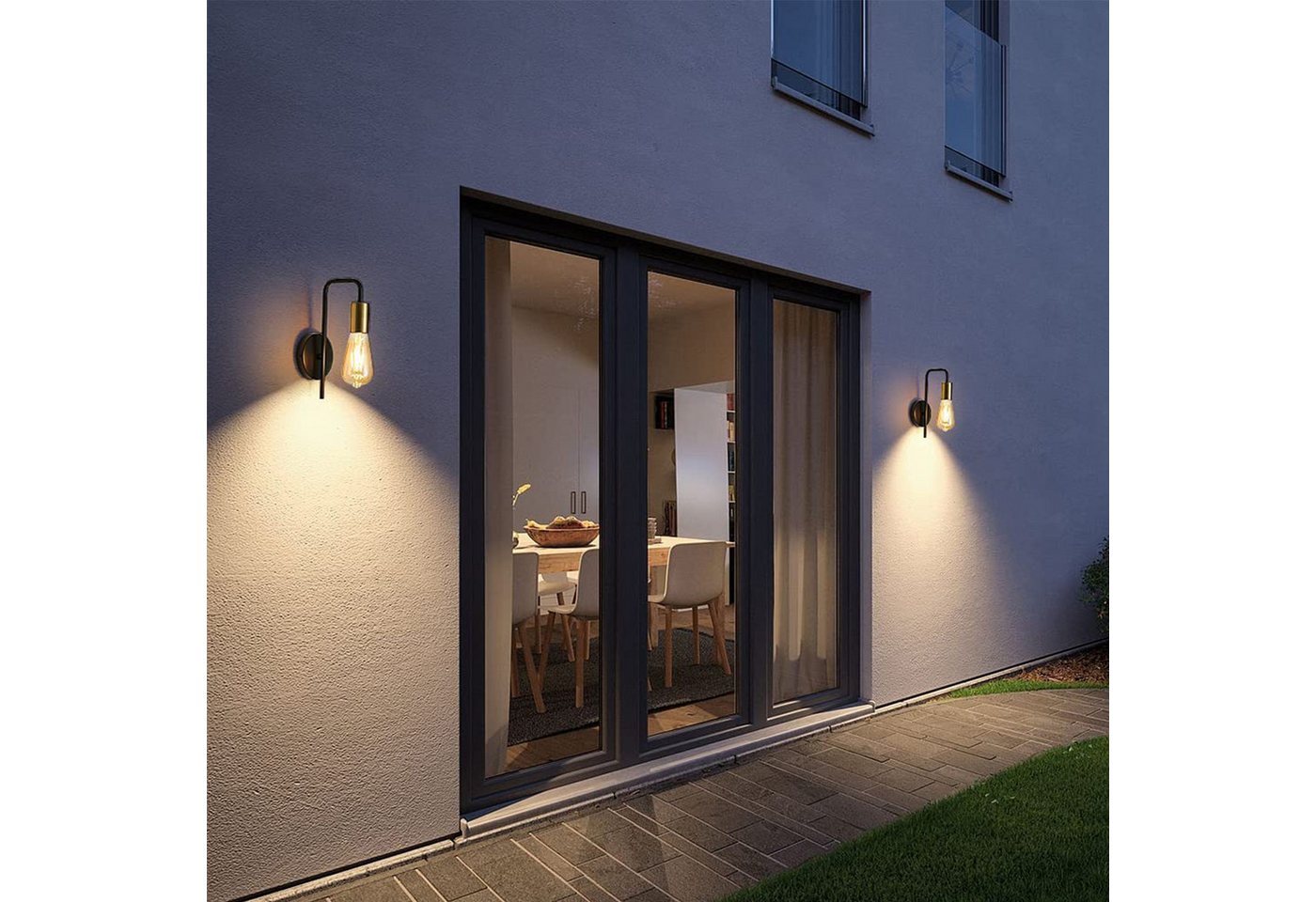 Riserva LED Deckenleuchte Industriell-vintage U-förmige Wandlampe Schwarz-Gold 2er-Set E27 Bild 5