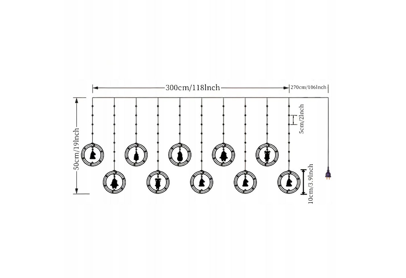 Realb2b LED Dekoobjekt LED Lichtervorhang 110 LEDs 10 Kreise warmweiß 8 Modi innen, LED fest integriert, warmweiß, LED Lichtervorhang 110 LEDs 8 Modi Kreise warmweiß Weihnachten