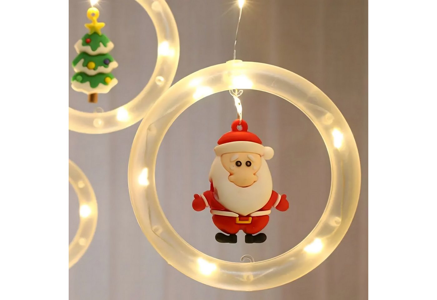 Realb2b LED Dekoobjekt LED Lichtervorhang 110 LEDs 10 Kreise warmweiß 8 Modi innen, LED fest integriert, warmweiß, LED Lichtervorhang 110 LEDs 8 Modi Kreise warmweiß Weihnachten Bild 2