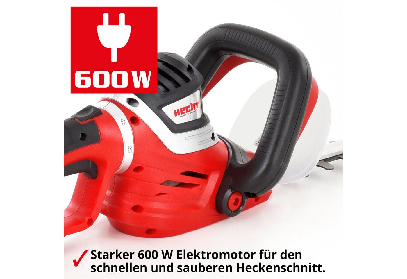 Hecht Elektro-Heckenschere mit LaserCut Messer 61 cm Schnittlänge 600W, Diamant geschliffene Messer, Metallgehäuse