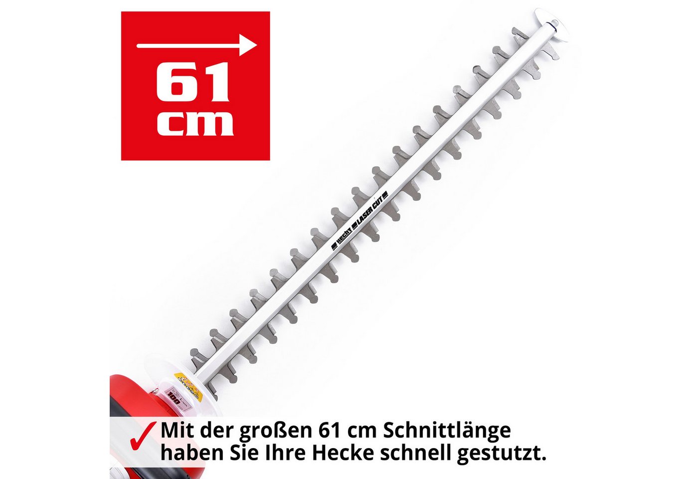 Hecht Elektro-Heckenschere mit LaserCut Messer 61 cm Schnittlänge 600W, Diamant geschliffene Messer, Metallgehäuse Bild 5
