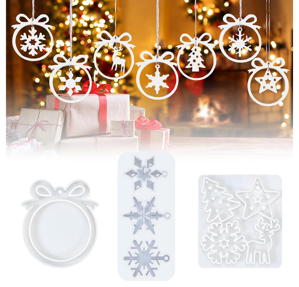 CLTYQ Modellierwerkzeug Silikonformen Weihnachten 3 Stück,mit Stern,für DIY Schneeflocke, (3 St), Weihnachts-Silikonformen Gießformen mit Weihnachtsbaum, Stern, Elch Bild 5