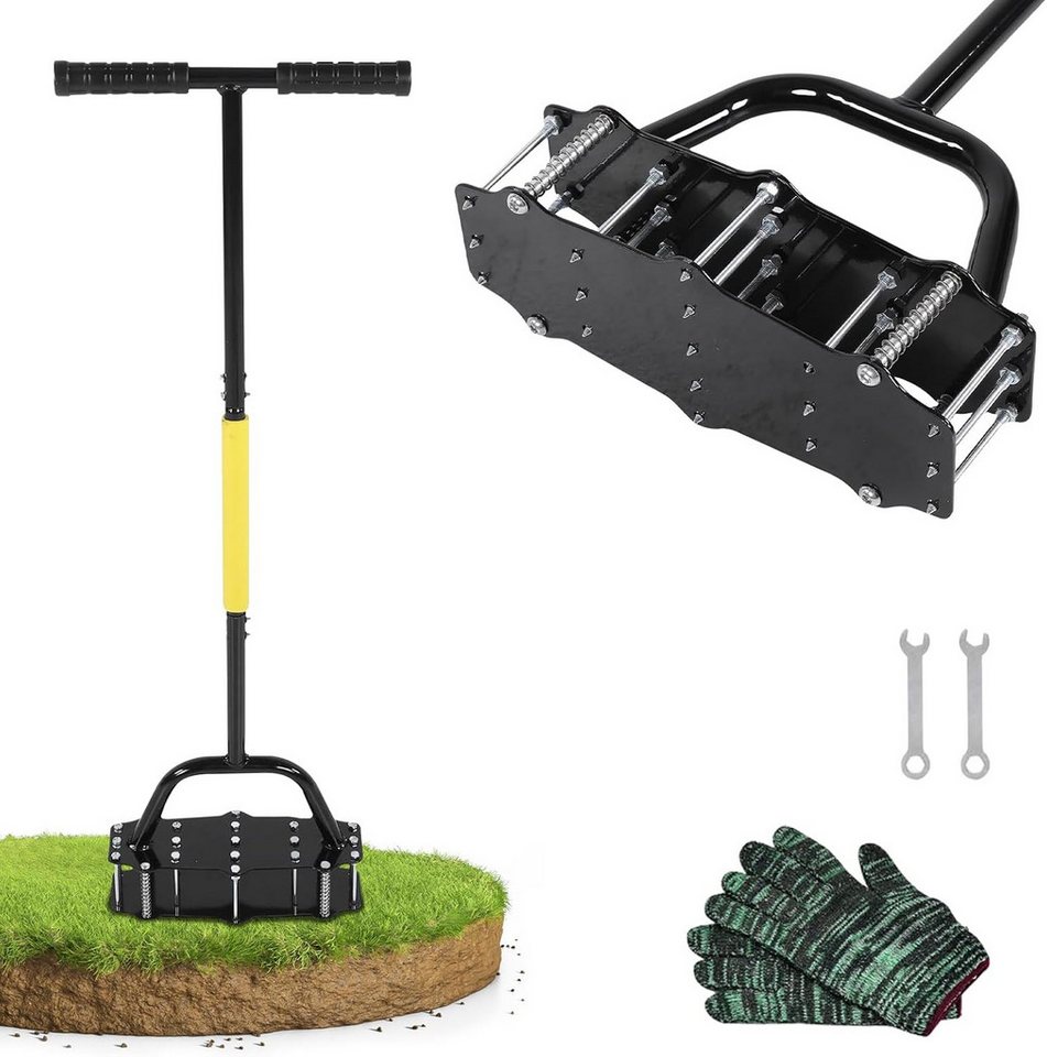 Fyrove Vertikutierer Rasenlüfter Vertikutierer und Aerifizierer für die Rasenbelüftung, (Innovative Aerifiziergabel Langstielige Boden Aerifiziergabel, Hochwertiges Gartengerät zum Belüften und Auflockern des Rasens), 15 Power-Spikes für kraftsparend Bedienung Im Stehen Bild 3