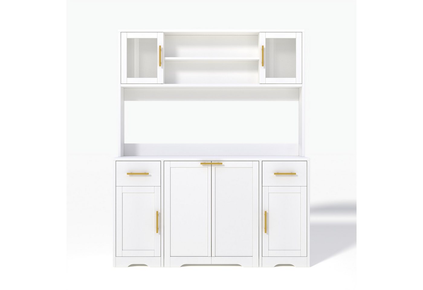 Flieks Küchenbuffet Hochschrank mit Arbeitsplatte, Steckdosen, ausziehbaren Abfalleimern (B140/T40/H173 cm, 1-St) Mehrzweckschrank mit doppeltem Müllfach, verstellbarer Einlegeböden Bild 5