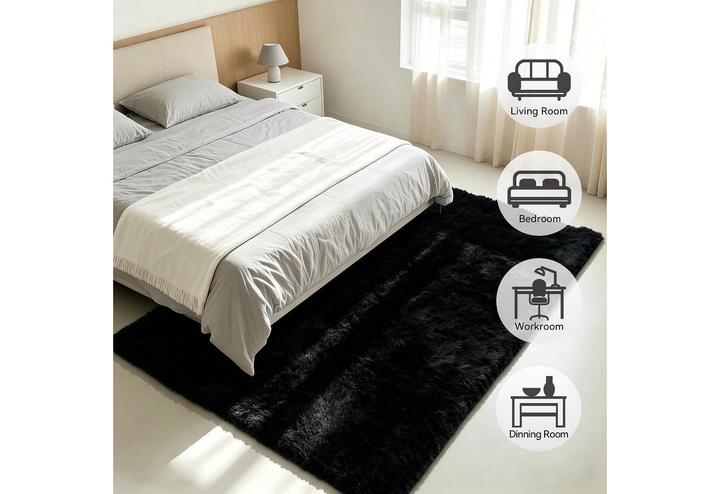 MCC direct Hochflor-Teppich Hochflor-Teppich – luxuriöser Flauschteppich - 7 Größen & 7 Farben
