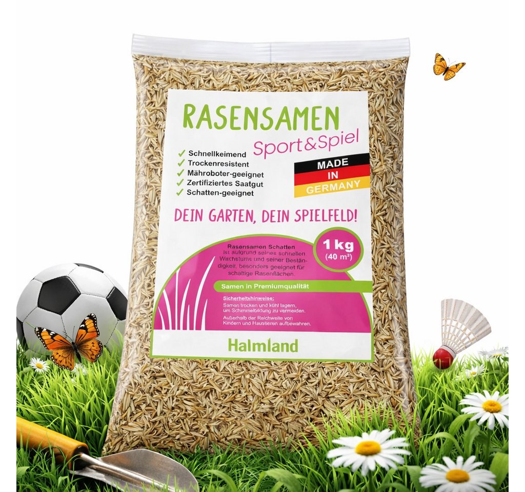 halmland Rasensamen halmland Premium Rasensamen Sport & Spiel 1kg für 40m² schnellkeimend