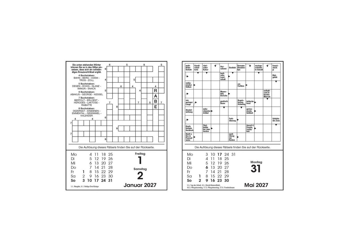 Bassermann Verlag Abreißkalender Rätselkalender 2027 Bild 2