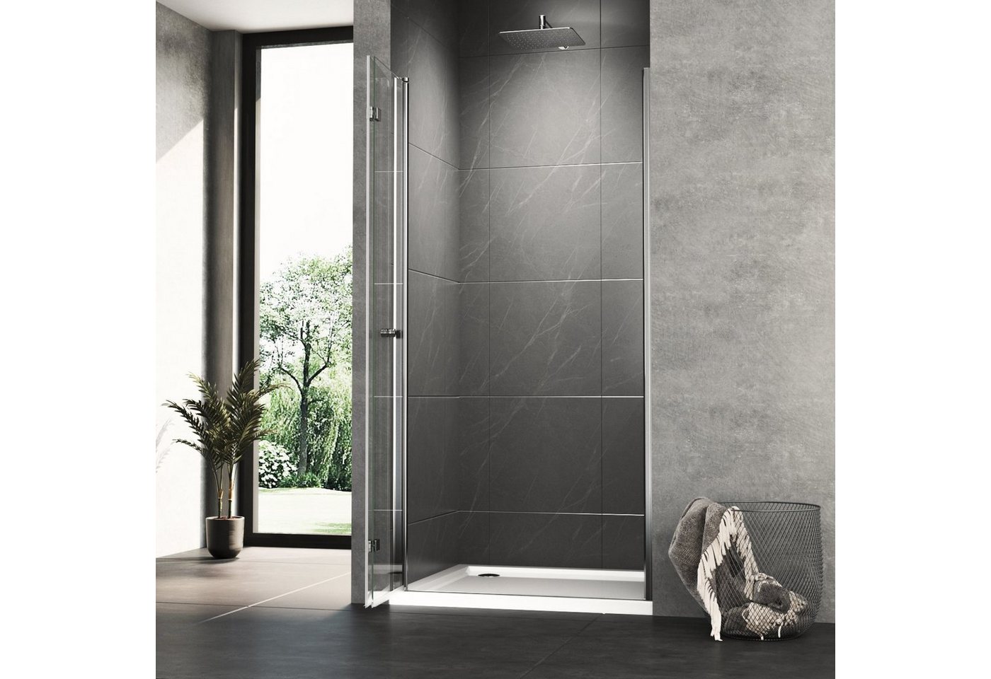 Boromal Dusch-Drehtür Nischentür Dusche 70-120cm Duschtür Faltbar Nische Glastür, 75x185 cm, Sicherheitsglas, 6mm ESG Glas Duschwand Duschabtrennung Bild 4