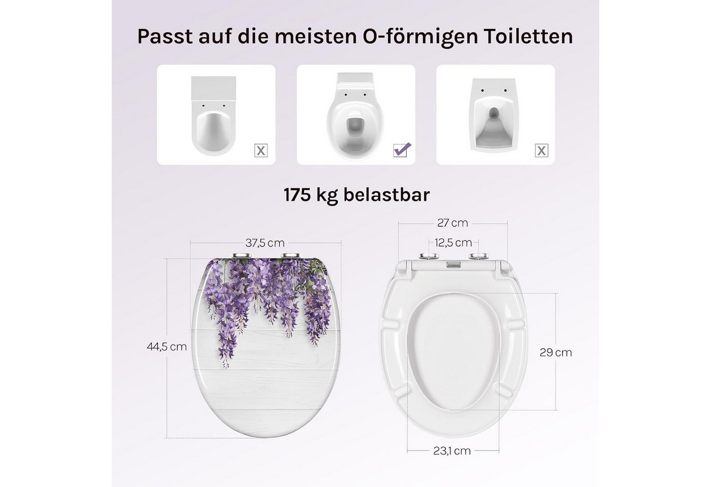 Woltu WC-Sitz (1-St), Toilettendeckel mit Absenkautomatik aus Duroplast Quick-Release