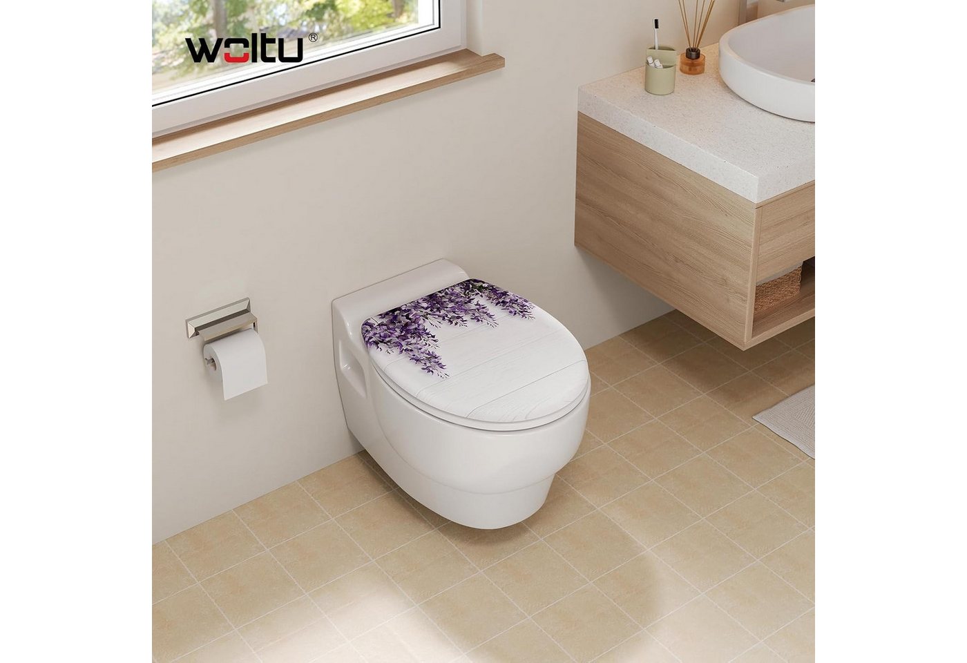 Woltu WC-Sitz (1-St), Toilettendeckel mit Absenkautomatik aus Duroplast Quick-Release Bild 5
