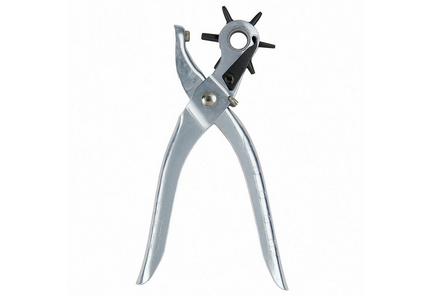 Koopman Revolverlochzange Lochzange Gürtelzange Stanzzange Lederzange Stoffzange Metall, Stück 1-tlg., Packung, 6 Größen, Metall, 2-4,5mm, Silber, 20x9cm Bild 5