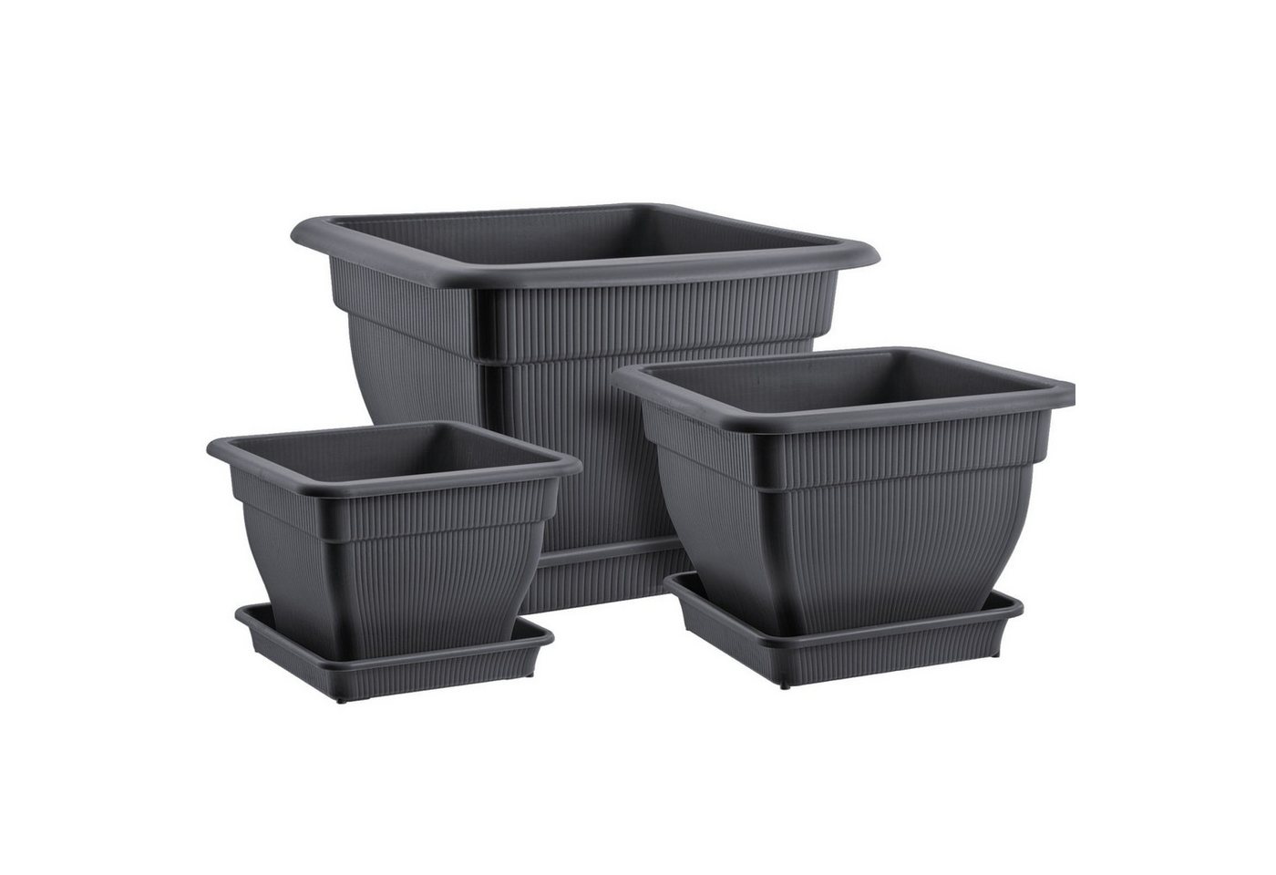 BURI Pflanzkübel Pflanzkübel Blumentopf Wasserspeicher und Untersetzer anthrazit Bild 3