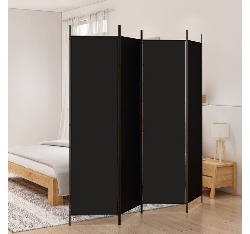 furnicato Raumteiler Paravent 200 x 200 cm Schwarz, 1-tlg., Zusammenklappbarer Sichtschutz als Raumtrenner für dein Wohnzimmer