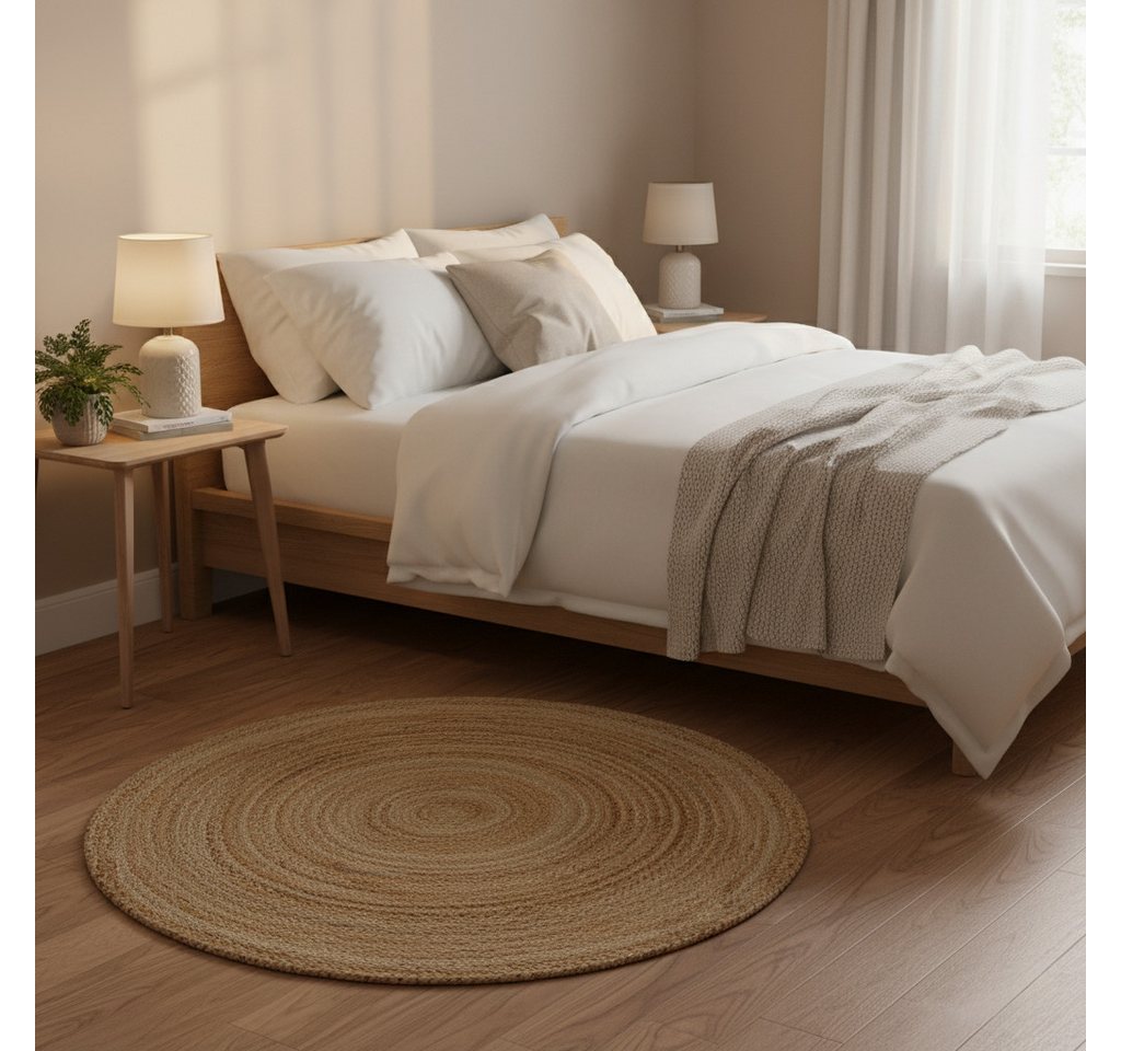 Elegant Floors Teppich Runder Jute Teppich Natur Ø60cm handgefertigt Boho Skandi, Rund, Höhe: 9 mm