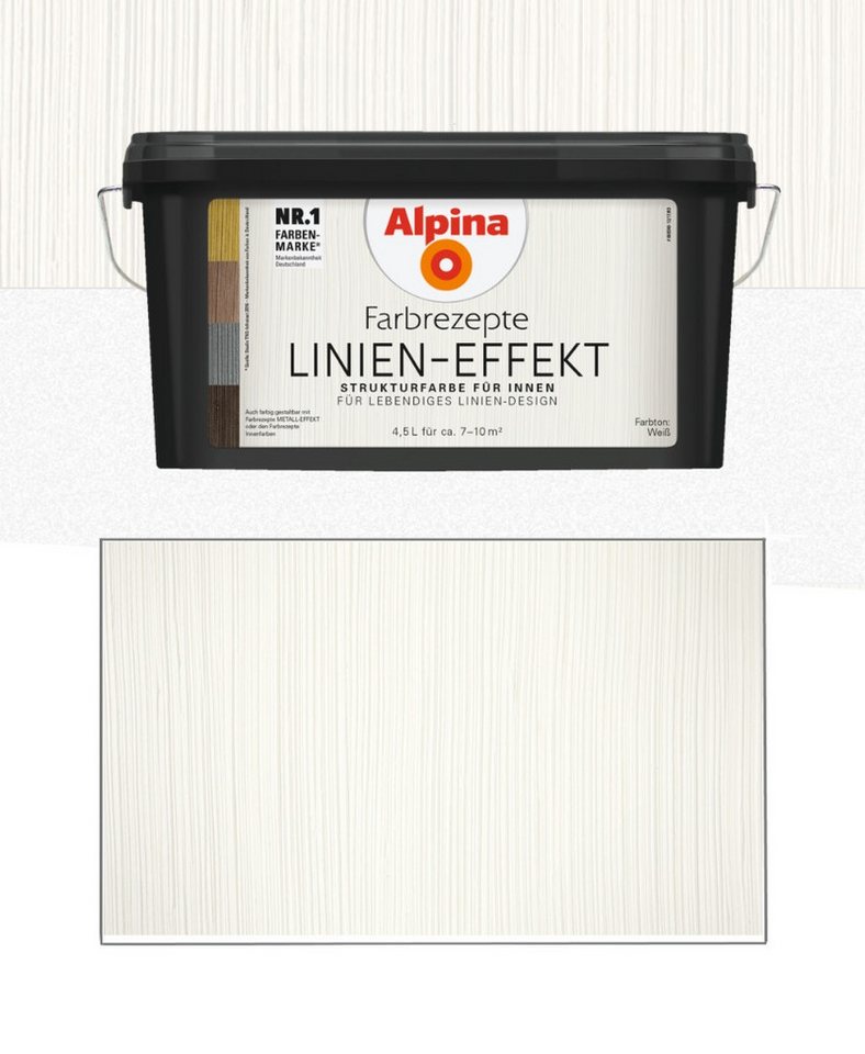 *Alpina* Strukturpaste Alpina Farbrezepte 4,5 L. Linien-Effekt Strukturwandfarbe, Innen Weiß