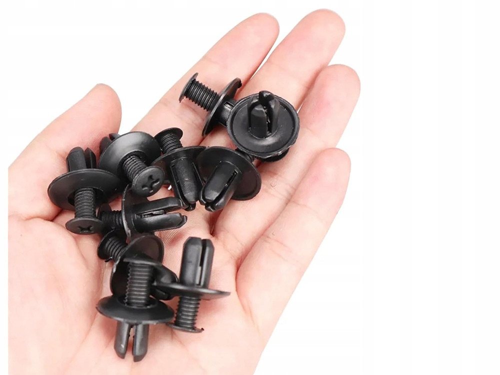 VERK GROUP Armaturen-Befestigungselement 100x Auto Befestigungsclips Set Kunststoff Nieten Bolzen Schwarz, (Set, 100-St), Organizerbox, universell einsetzbar Bild 2