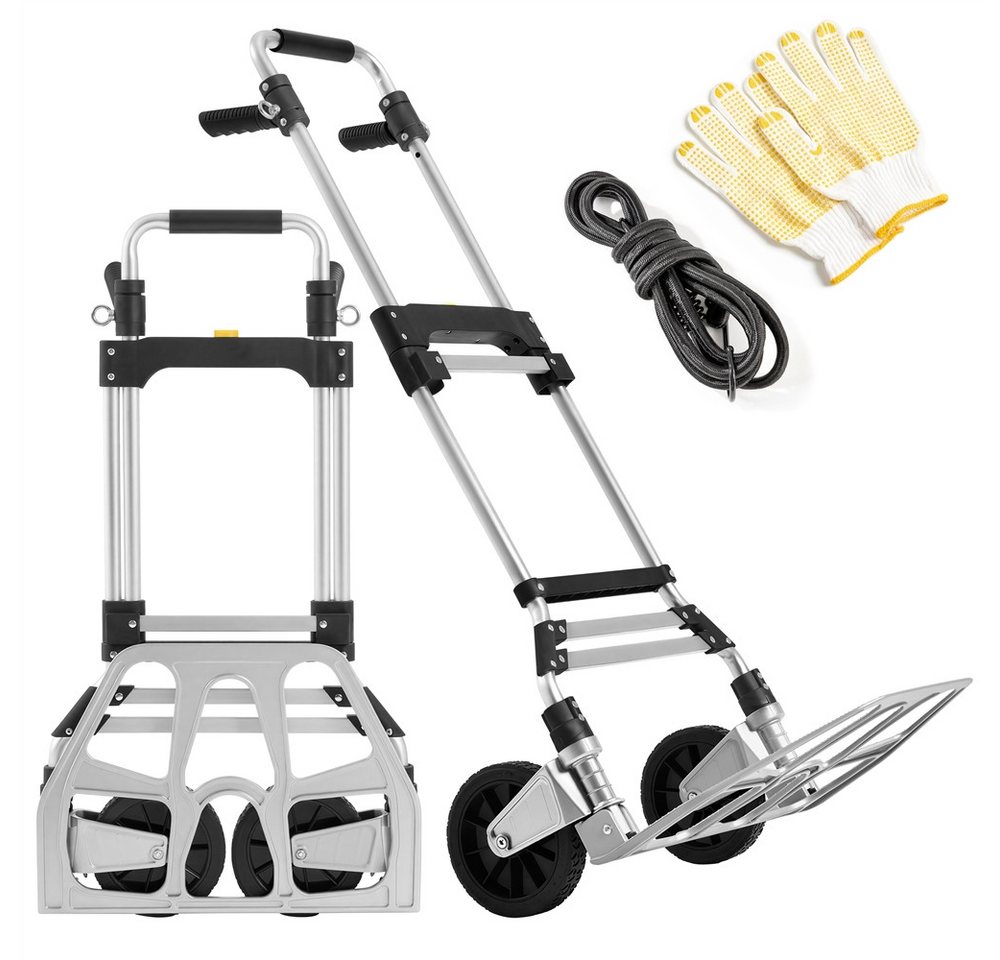 Yaheetech Sackkarre Klappbare Transportkarre aus Aluminium, Höhenverstellbar 88,5 cm – 115 cm für Einkauf/Umzug/Garten Bild 5