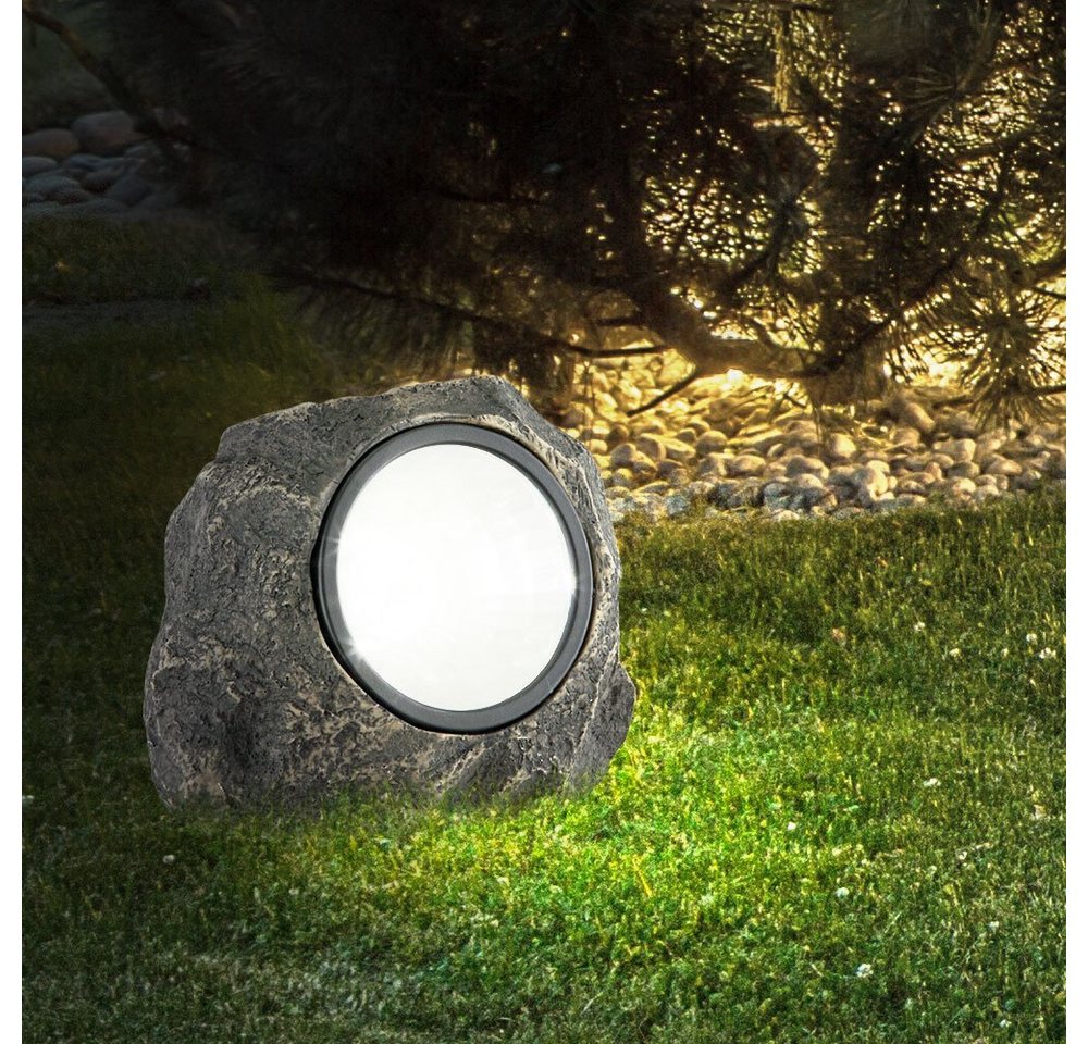 GLOBO LIGHTING LED Solarleuchte, LED-Leuchtmittel fest verbaut, 10er Set Solarlampe Stein Außenleuchte LED Gartenleuchte Dekoration
