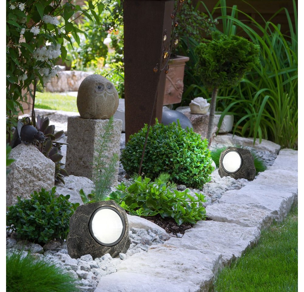 GLOBO LIGHTING LED Solarleuchte, LED-Leuchtmittel fest verbaut, 10er Set Solarlampe Stein Außenleuchte LED Gartenleuchte Dekoration Bild 2