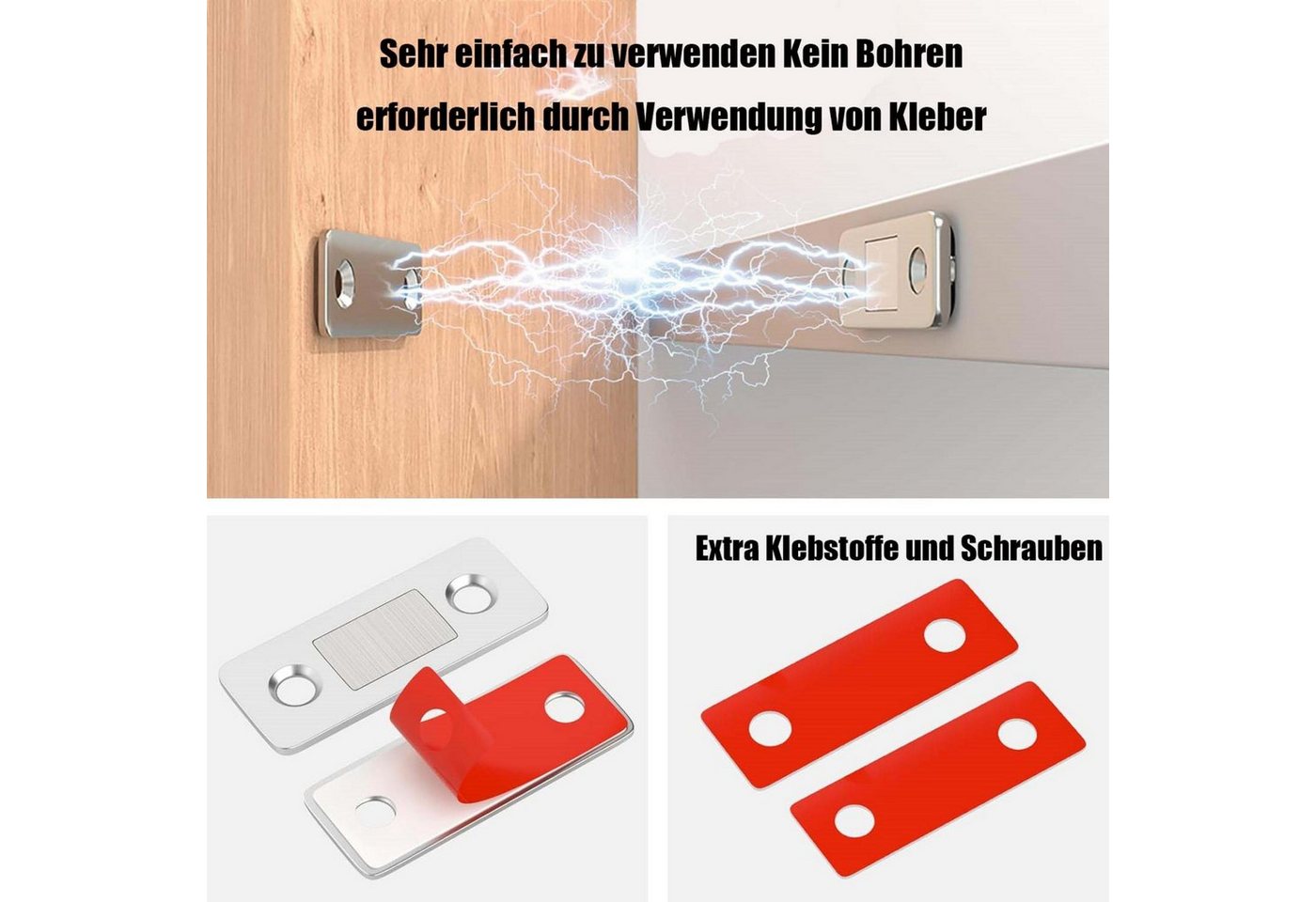 Coonoor Haftmagnetschnäpper 8er Magnetschnäpper Edelstahl Stark Tür Fenster Türmagnet, Leichte und kleine Schranktüren, Schubladen, Deckel, Schrankschiebetüren oder Jalousien., (8-tlg)