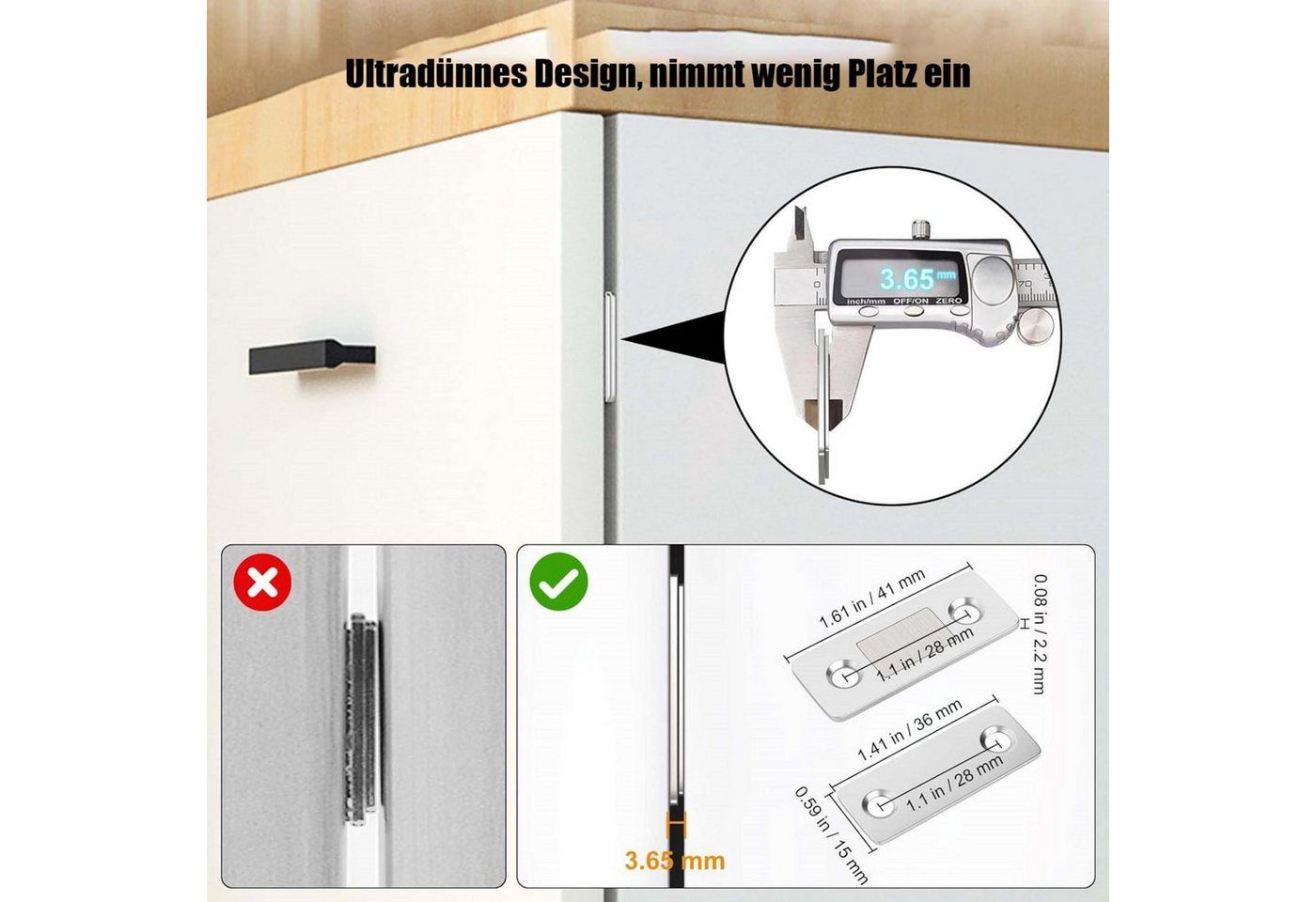 Coonoor Haftmagnetschnäpper 8er Magnetschnäpper Edelstahl Stark Tür Fenster Türmagnet, Leichte und kleine Schranktüren, Schubladen, Deckel, Schrankschiebetüren oder Jalousien., (8-tlg) Bild 2