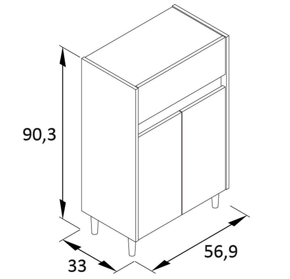 Lomadox Badkommode LOANO-80, Badmöbel Badezimmerschrank Kommode modern in grün
