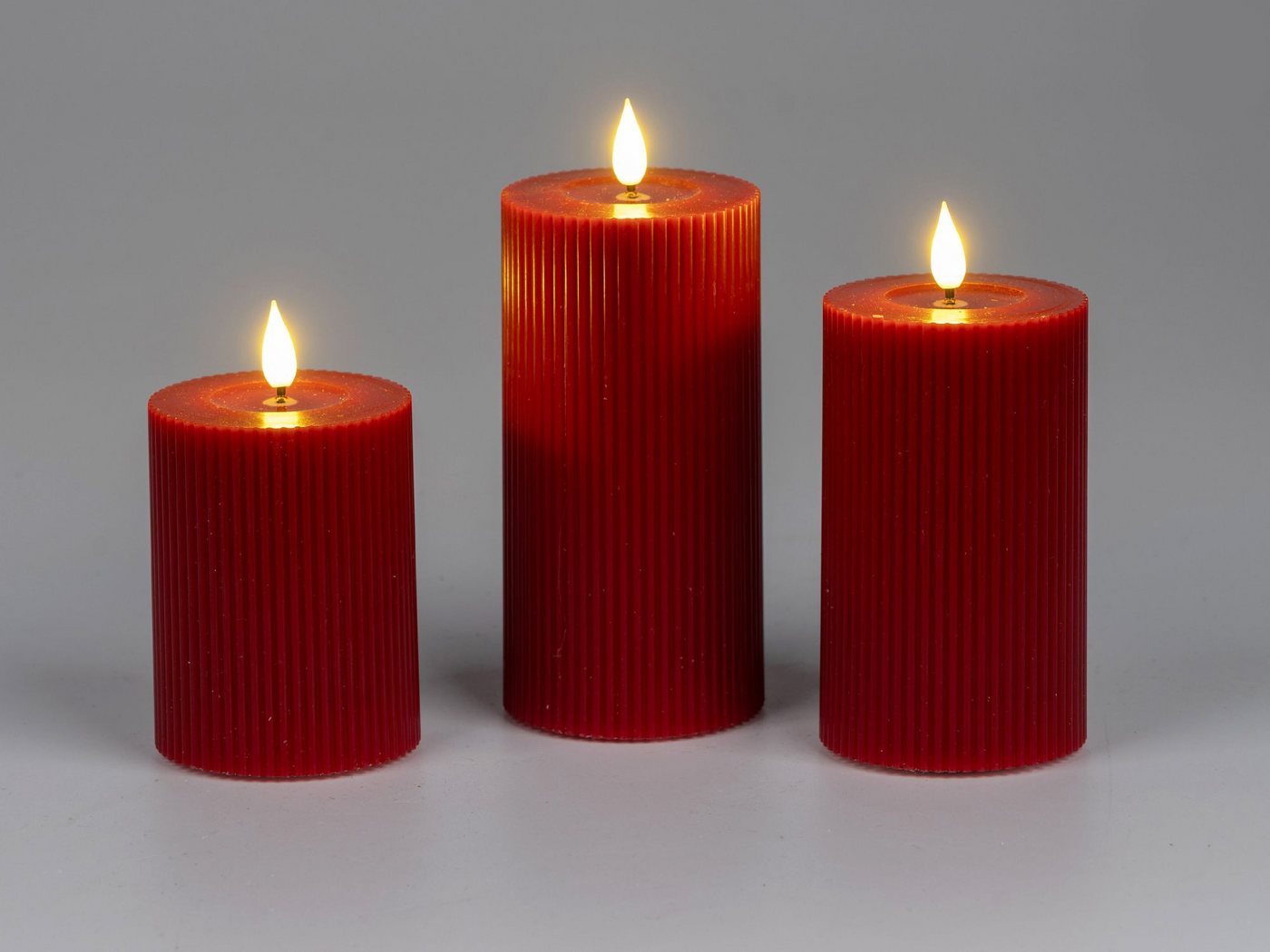 formano LED-Kerze Streifen, LED, Höhe: 15cm, Farbe: Rot, Motiv: Rillen Bild 3