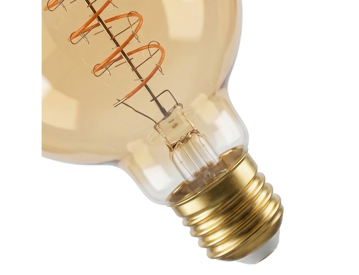 hofstein LED-Leuchtmittel 3er Set Glühbirne Extra Warmweiß dimmbar 6 Watt, 2200 Kelvin, 400 Lumen, Globe Vintage, Filament Spirale, Amber