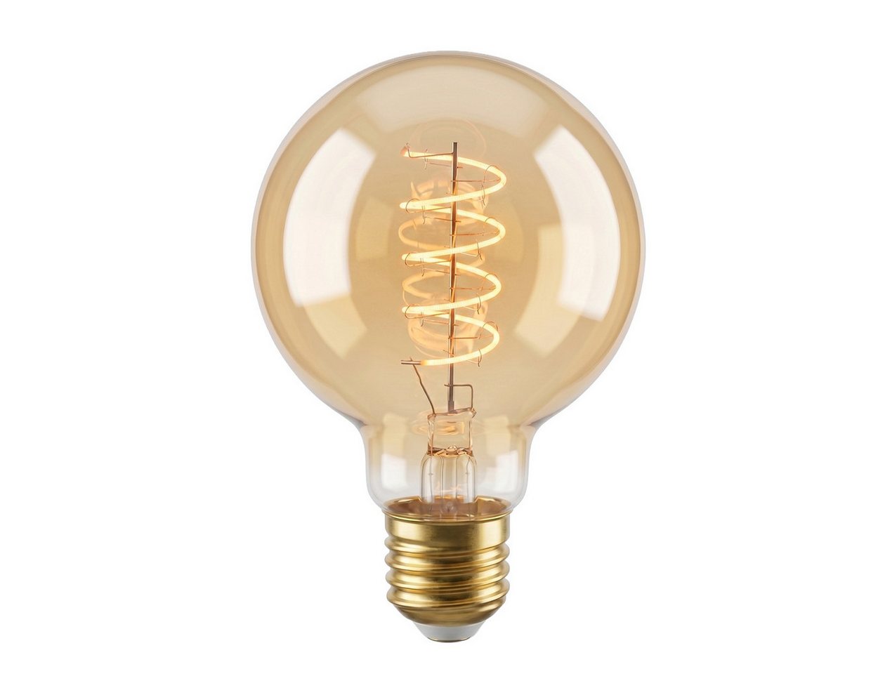 hofstein LED-Leuchtmittel 3er Set Glühbirne Extra Warmweiß dimmbar 6 Watt, 2200 Kelvin, 400 Lumen, Globe Vintage, Filament Spirale, Amber Bild 4