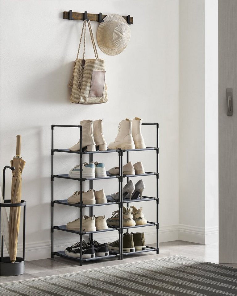 SONGMICS Schuhregal Schuhablage, 10 Ebenen, für 20 Paar Schuhe und Stiefel, 33 x 33 x 173 cm, für Flur, Schlafzimmer, schmal, Metallgestell Bild 4