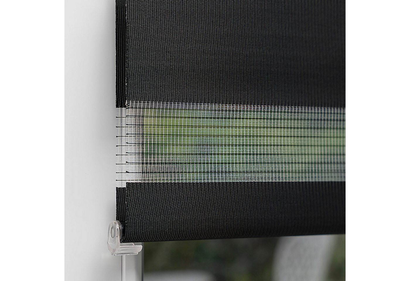 Doppelrollo Klemmfix Doppelrollo / Duo Rollo, 65 x 150 cm, schwarz, Victoria M., blickdicht, ohne Bohren, freihängend, Klemmfix