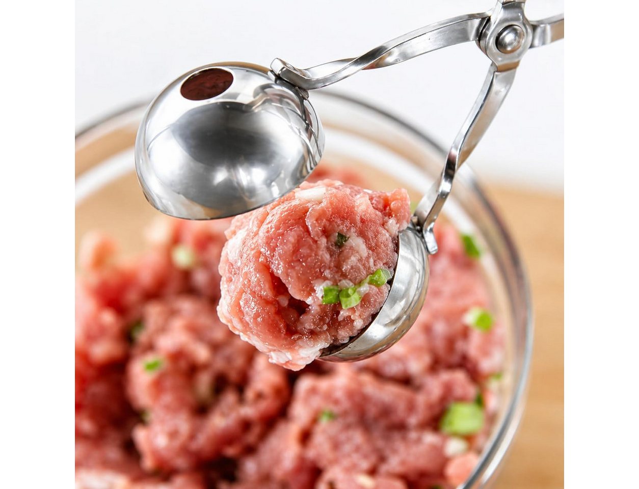FELIXLEO Brühsieb 2er Fleischbällchenzange Edelstahl Für Meatballs Keksteig BBQ, (1-St) Bild 5