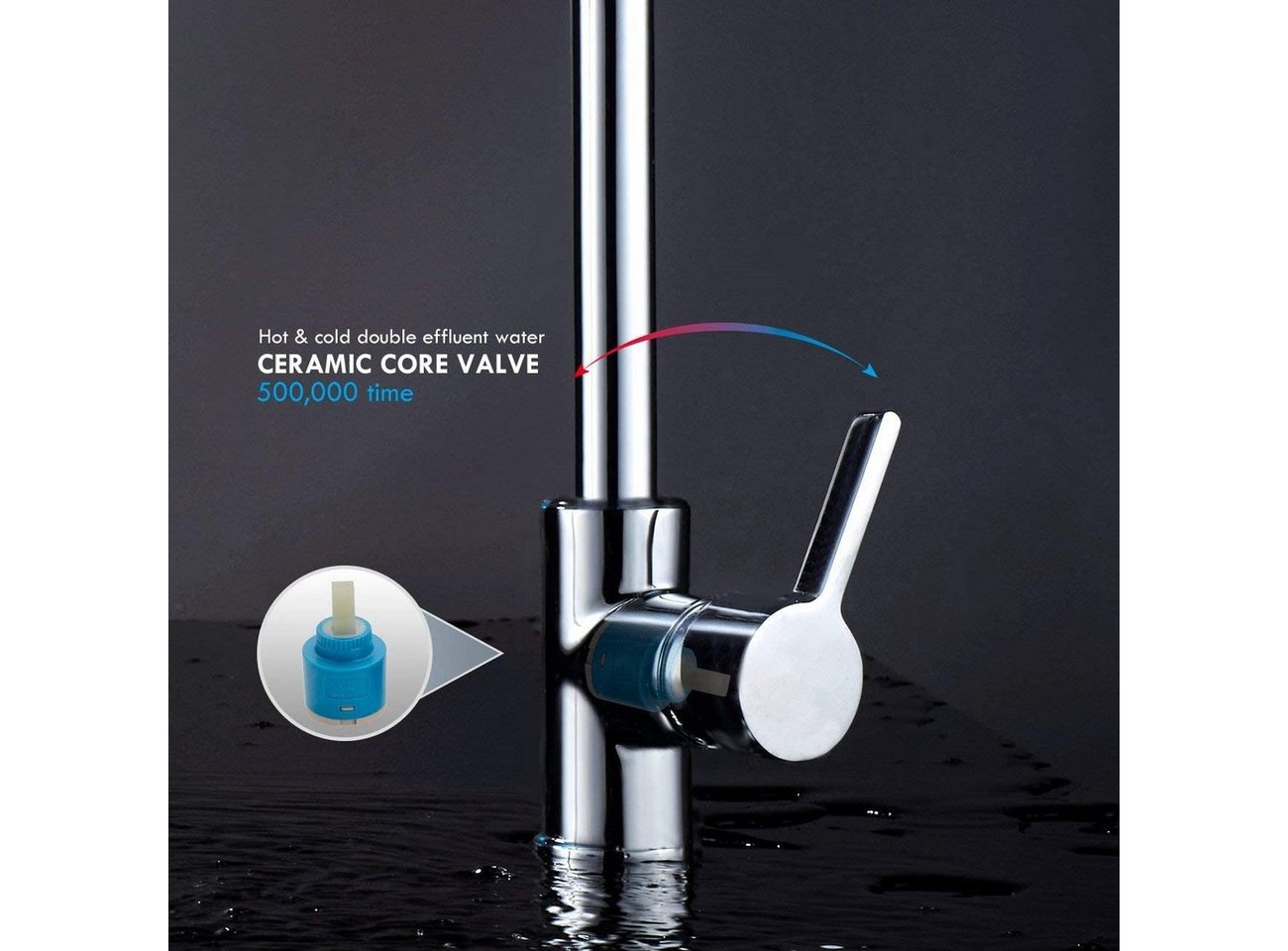 HOMELODY Spültischarmatur Wasserhahn Küche Hochdruck Küchenarmatur Messing Spültischarmatur 360° Schwenkbare Mischbatterie Armatur Küche chrom Bild 5