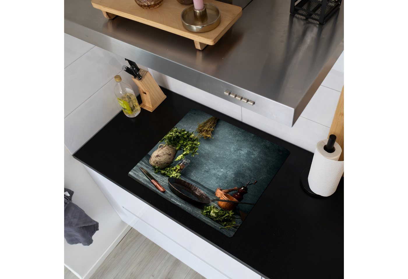 KitchenYeah Küchenrückwand Kräuter - Stilleben - Gewürze, (1-tlg), Ceranfeldabdeckung Küche, Herdabdeckplatte und Spritzschutz, 60x52 cm Bild 2