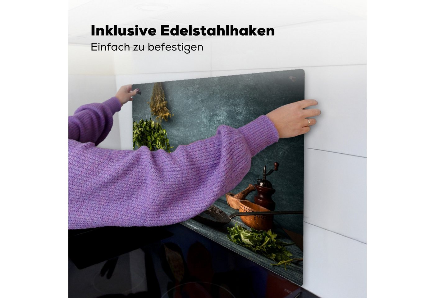 KitchenYeah Küchenrückwand Kräuter - Stilleben - Gewürze, (1-tlg), Ceranfeldabdeckung Küche, Herdabdeckplatte und Spritzschutz, 60x52 cm Bild 5
