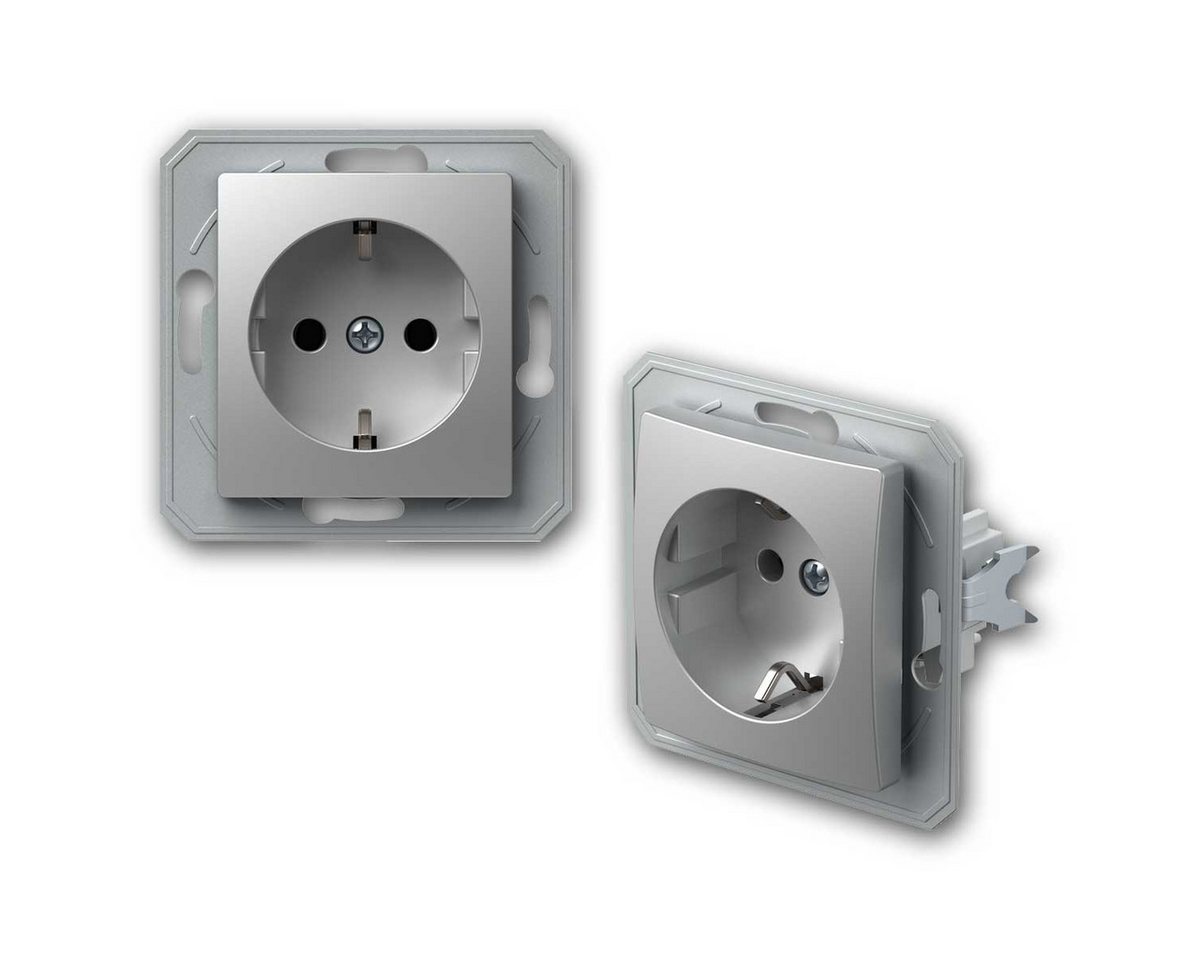 TEM Unterputz-Steckdose EKONOMIK Doppel-Steckdose silber 250V~/16A