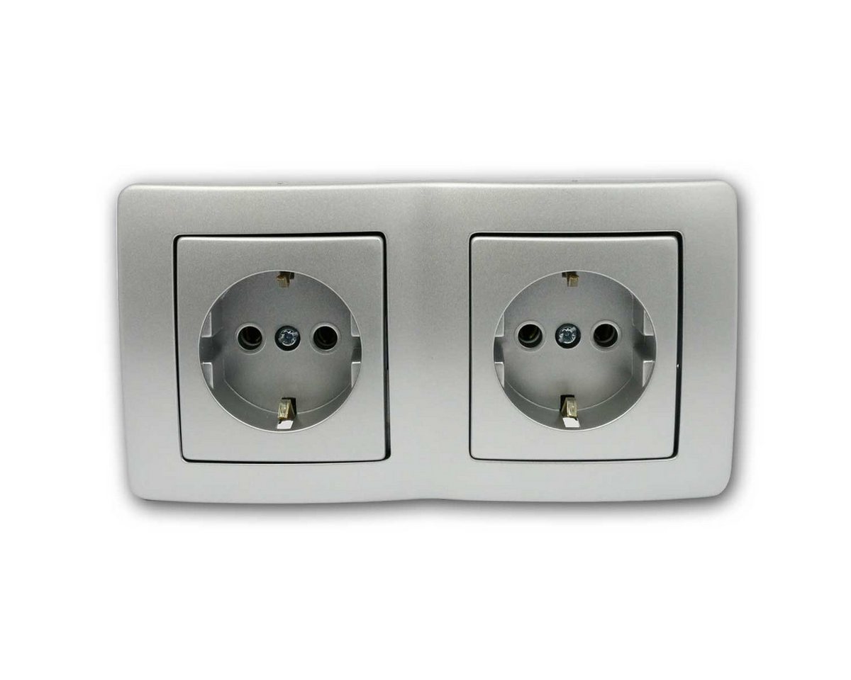 TEM Unterputz-Steckdose EKONOMIK Doppel-Steckdose silber 250V~/16A Bild 3