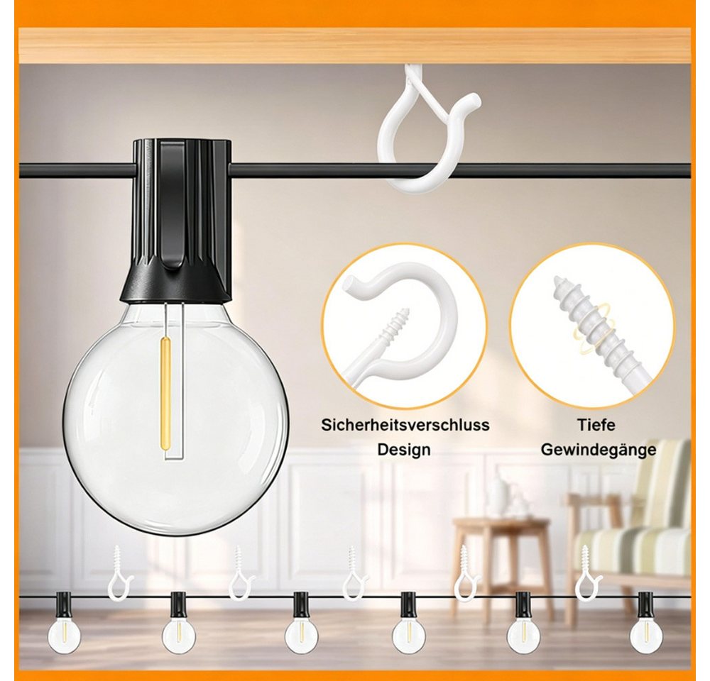 AFKSMILE Schraubhaken 40 St Haken Einschraubhaken mit Sicherung,Ösenschrauben,Deckenhaken, Edelstahl Wandhaken,Einhängehaken für Holz Lichterketten Pflanzenkörbe Bild 3