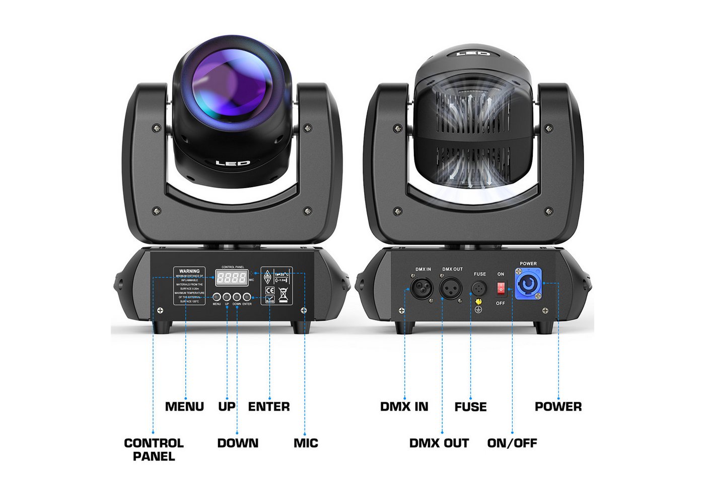 ZonQoonz Discolicht 120W Moving-Head-Scheinwerfer mit Lichtmuster für Hochzeiten Partys Bild 2
