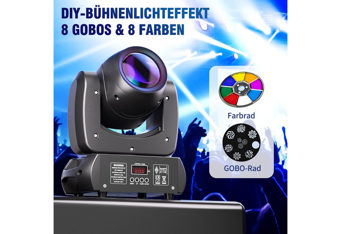 ZonQoonz Discolicht 120W Moving-Head-Scheinwerfer mit Lichtmuster für Hochzeiten Partys Bild 5