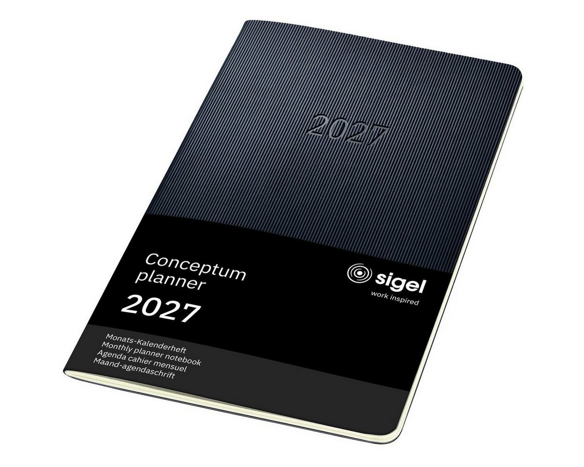 Sigel Taschenkalender Monats-Kalenderheft Conceptum 2027 Softcover schwarz 64 seiten ca. A5