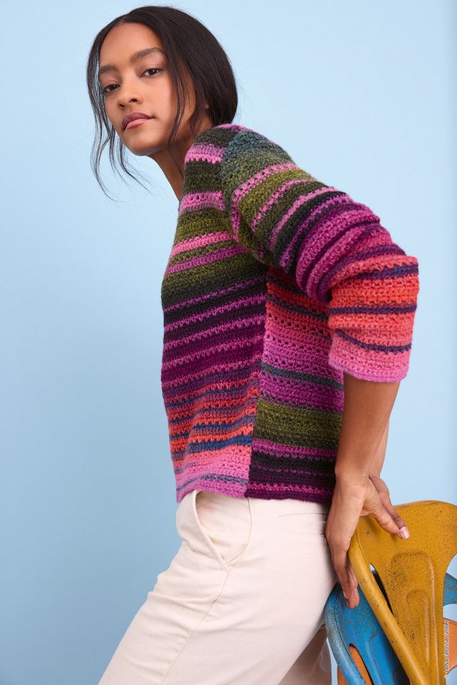 LANA GROSSA GOMITOLO MODO Farbverlaufsgarn 700 m Schurwolle Häkelwolle, 700 m (Ideal für Pullover, Cardigans, Schals und Accessoires, Markanter Farbverlauf für individuelle Strickdesigns), 200 g Bild 5