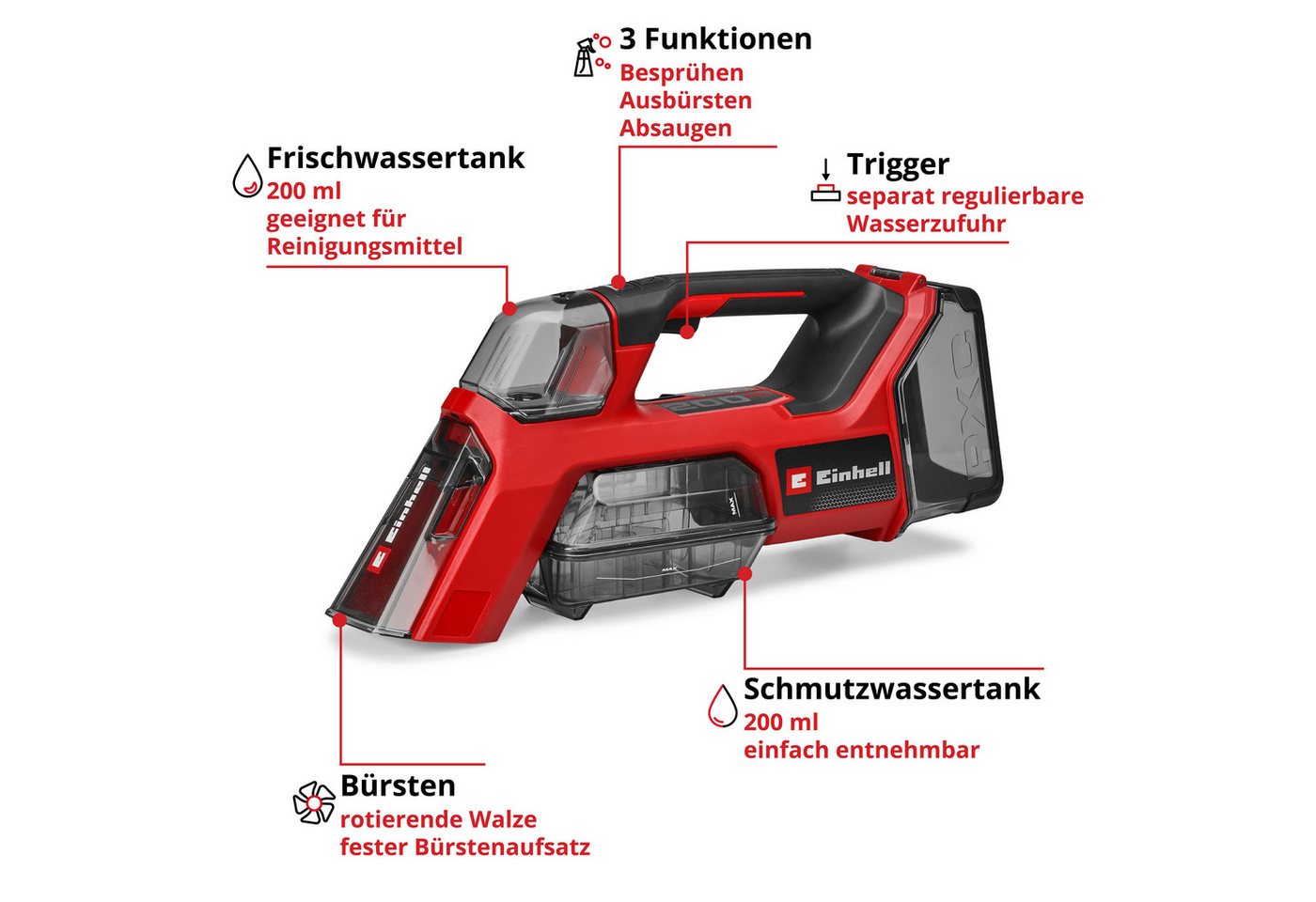 Einhell Wasch-Sauger TE-SCL 18/200 Li (1x 2,5 Ah), Inkl. Akku und Ladegerät Bild 3