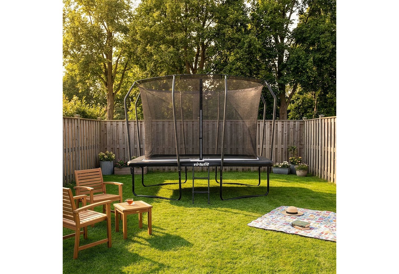 VirtuFit Gartentrampolin VirtuFit Premium Rechteck-Trampolin mit Sicherheitsnetz - 213 x 305 cm Bild 2