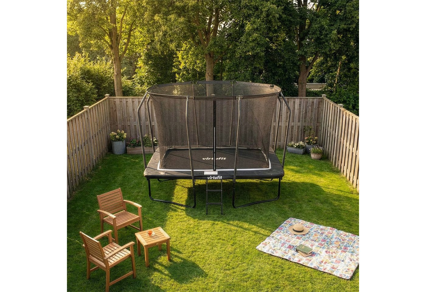 VirtuFit Gartentrampolin VirtuFit Premium Rechteck-Trampolin mit Sicherheitsnetz - 213 x 305 cm Bild 4