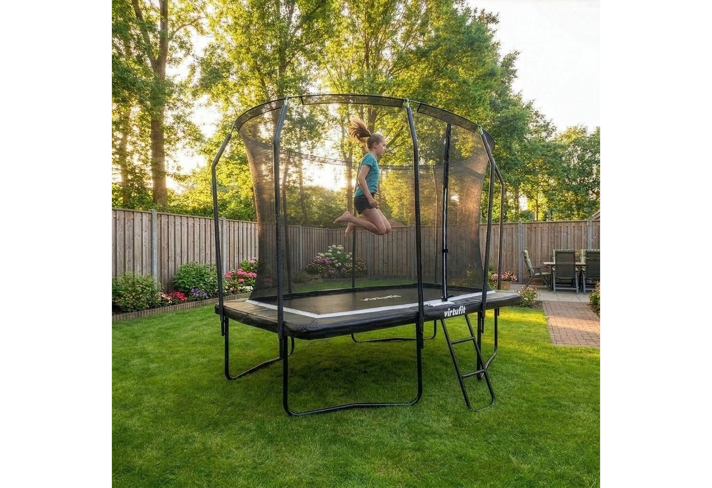 VirtuFit Gartentrampolin VirtuFit Premium Rechteck-Trampolin mit Sicherheitsnetz - 183 x 274 cm Bild 5